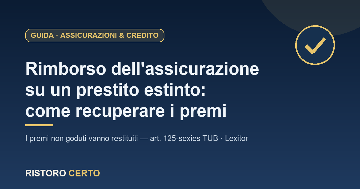 Rimborso dell'assicurazione abbinata a un prestito estinto in anticipo